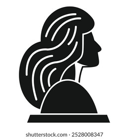 Virgo zodiac sign represented by a woman's bust with long wavy hair looking to the right