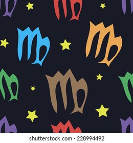 Virgo zodiac sign seamless texture with stars