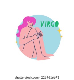 Virgo zodiac sign. The sixth symbol of the horoscope. Astrological sign of those born in September. Vector illustration for design.