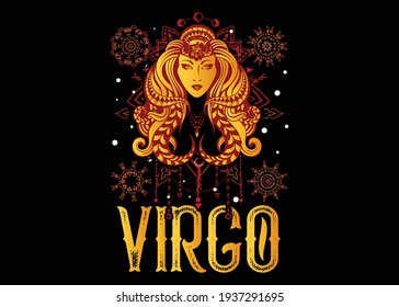 Virgo Zodiac Sign T shirt Design Vector Illustration