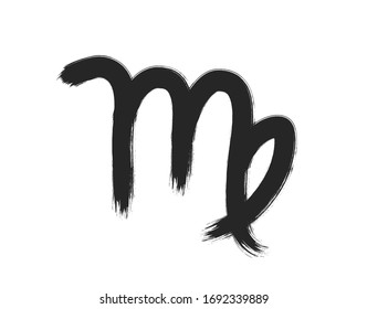 Virgo zodiac sign. Vector virgo brush stroke isolated sign. 