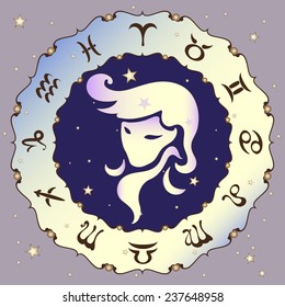 Virgo zodiac sign, vector illustration