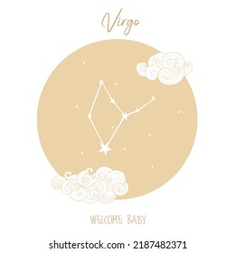 Virgo zodiac sign for welcome baby product design horoscopes astrology birth announcement card new born kids gifts welcome poster astronomical basis of the greek hindu calendar