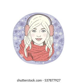 Virgo zodiac sign. Winter season illustration. Vector illustration isolated on white.