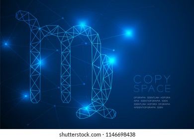 Virgo Zodiac sign wireframe Polygon frame structure, Fortune teller concept design illustration isolated on blue gradient background with copy space, vector eps 10