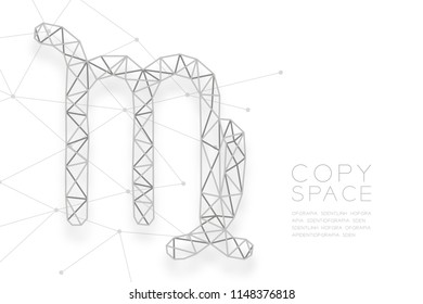 Virgo Zodiac sign wireframe Polygon silver frame structure, Fortune teller concept design illustration isolated on white background with copy space, vector eps 10