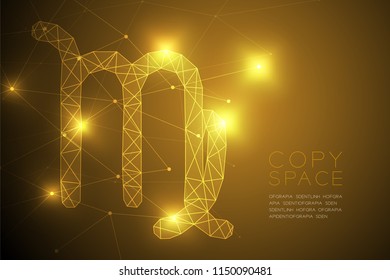 Virgo Zodiac sign wireframe Polygon frame structure, Fortune teller concept design illustration isolated on gold gradient background with copy space, vector eps 10