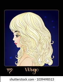 Virgo zodiac sign. A young beautiful girl In the form of one of the signs of the zodiac. Colorful stock illustration.