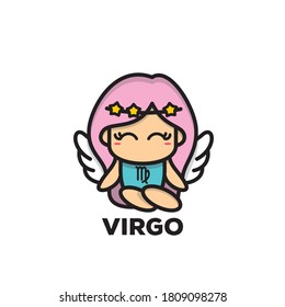 Virgo zodiac signs with kawaii style, doodle art, zodiac signs collection