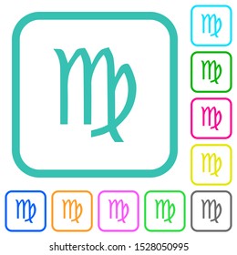 virgo zodiac symbol vivid colored flat icons in curved borders on white background