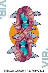 vector virgo zodiac. adecuado para tarjeta, tarjeta de regalo, tarjeta de cumpleaños, diseño de camisetas, etc