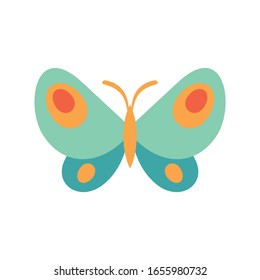 Virid butterfly flat icon. Vector virid butterfly in flat style isolated on white background. Element for web, game and advertising