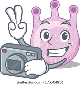 Viridans streptococci mascot design as a professional photographer working with camera