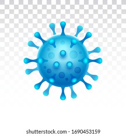 Virion of coronavirus. SARS-CoV-2 or 2019-nCoV. Virus particle on transparent background