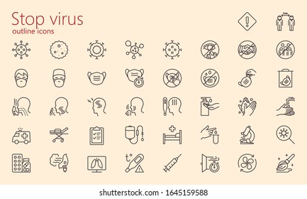 Virology outline iconset. Was created with grids for pixel perfect.
