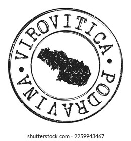 Virovitica, Croatia Silhouette Postal Passport. Stamp Round Vector Icon Map. Design Travel Postmark. 