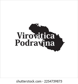 Virovitica Podravina map and black lettering design on white background