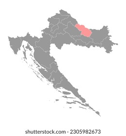 Virovitica Podravina сounty map, subdivisions of Croatia. Vector illustration.