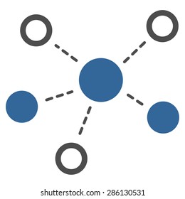 Virtiual links icon from Business Bicolor Set. This flat vector symbol uses cobalt and gray colors, rounded angles, and isolated on a white background.