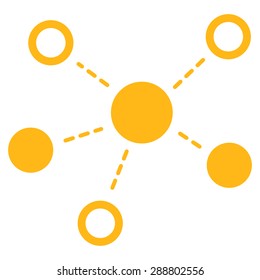 Virtiual links icon from Business Bicolor Set. This flat vector symbol uses yellow color, rounded angles, and isolated on a white background.
