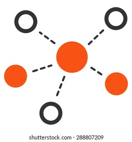 Virtiual links icon from Business Bicolor Set. This flat vector symbol uses orange and gray colors, rounded angles, and isolated on a white background.
