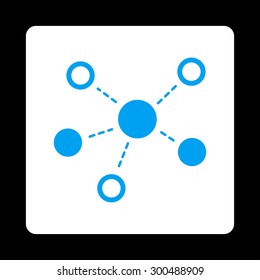 Virtiual links icon. This flat rounded square button uses blue and white colors and isolated on a black background.