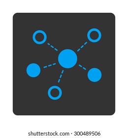 Virtiual links icon. This flat rounded square button uses blue and gray colors and isolated on a white background.