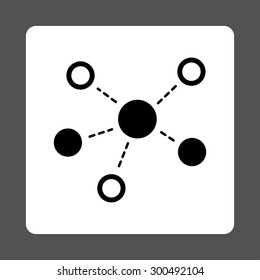 Virtiual links icon. This flat rounded square button uses black and white colors and isolated on a gray background.