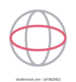 Symbol für die Vektorillustration mit virtueller 369 Grad globaler Rotation 