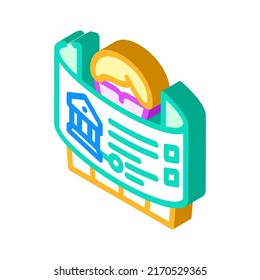 banco virtual 3d en vector de icono isométrico metaverso. banco virtual 3d en signo de metáfora. ilustración de símbolo aislado