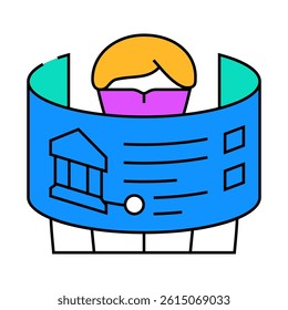 virtual 3d bank in metaverse line icon vector. virtual 3d bank in metaverse sign. isolated symbol illustration
