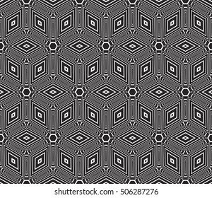 virtual 3d cube. seamless vector pattern. interior decoration, wallpaper, presentation, pattern fills, fashion design. black and white color