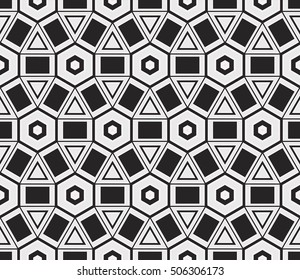 virtual 3d cube. seamless vector pattern. interior decoration, wallpaper, presentation, pattern fills, fashion design. black and white color