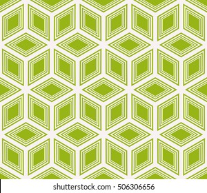 virtual 3d cube. seamless vector pattern. interior decoration, wallpaper, presentation, pattern fills, fashion design. olive color