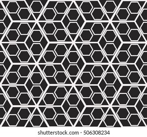 virtual 3d cube. seamless vector pattern. interior decoration, wallpaper, presentation, pattern fills, fashion design. black and white color