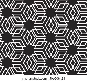 virtual 3d cube. seamless vector pattern. interior decoration, wallpaper, presentation, pattern fills, fashion design. black and white color