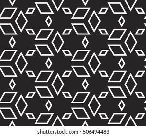 virtual 3d cube. seamless vector pattern. interior decoration, wallpaper, presentation, pattern fills, fashion design. black and white color