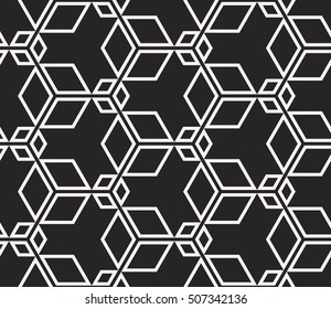 virtual 3d cube. seamless vector pattern. interior decoration, wallpaper, presentation, pattern fills, fashion design. black and white color