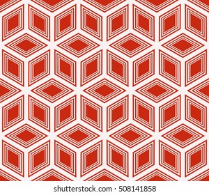 virtual 3d cube. seamless vector pattern. interior decoration, wallpaper, presentation, pattern fills, fashion design. rose color