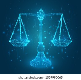 virtual 3d libra are on the table. vector background.