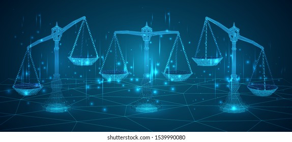 virtual 3d libra are on the table. vector background.