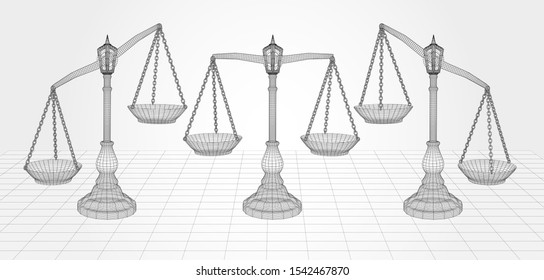 virtual 3d libra are on the table. vector background.