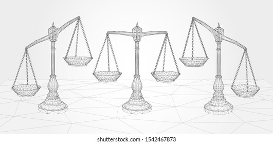 virtual 3d libra are on the table. vector background.