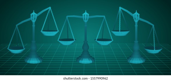 virtual 3d libra are on the table. vector background.