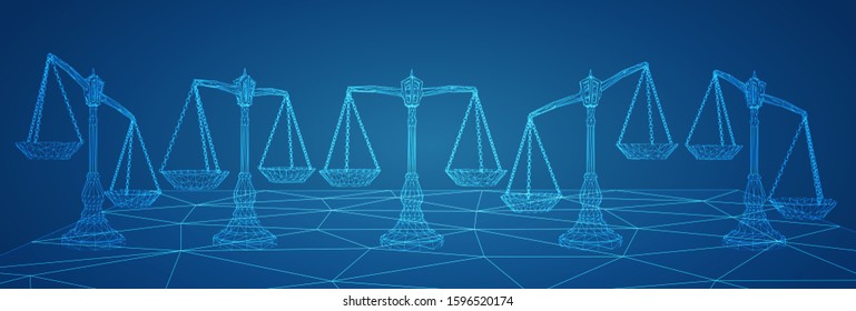 virtual 3d libra are on the table. vector background.