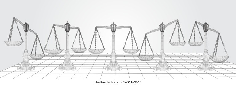 virtual 3d libra are on the table. vector background.