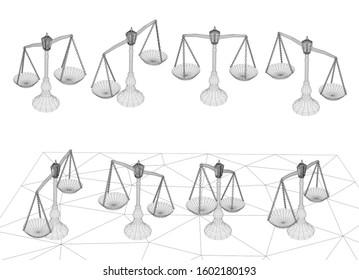 virtual 3d libra are on the table. vector background.