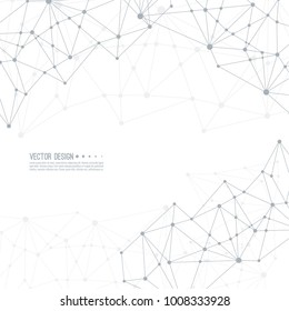 Virtual abstract background with particle, molecule structure. genetic and chemical compounds. Science and connection concept. Social network. Lines plexus scientific cybernetic vector illustration.