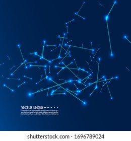 Virtual abstract background with particle, molecule structure. Genetic and chemical compounds. Science and connection concept. Social network. Techno vector illustration.