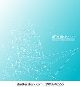 Virtueller abstrakter Hintergrund mit Teilchen, Molekülstruktur. genetische und chemische Verbindungen. Konzept von Wissenschaft und Verbindung. Soziales Netzwerk. Lines plexus wissenschaftliche cybernetische Vektorgrafik.